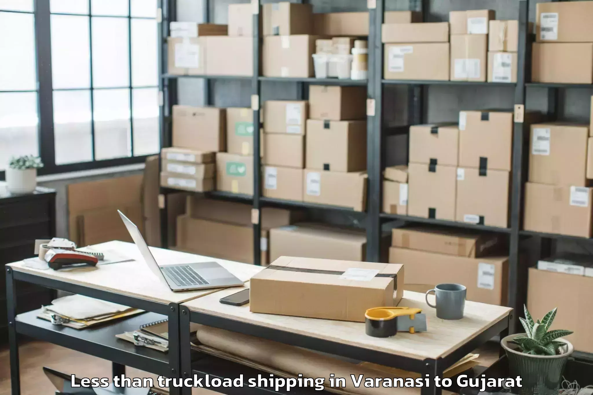 Get Varanasi to Jamkandorna Less Than Truckload Shipping